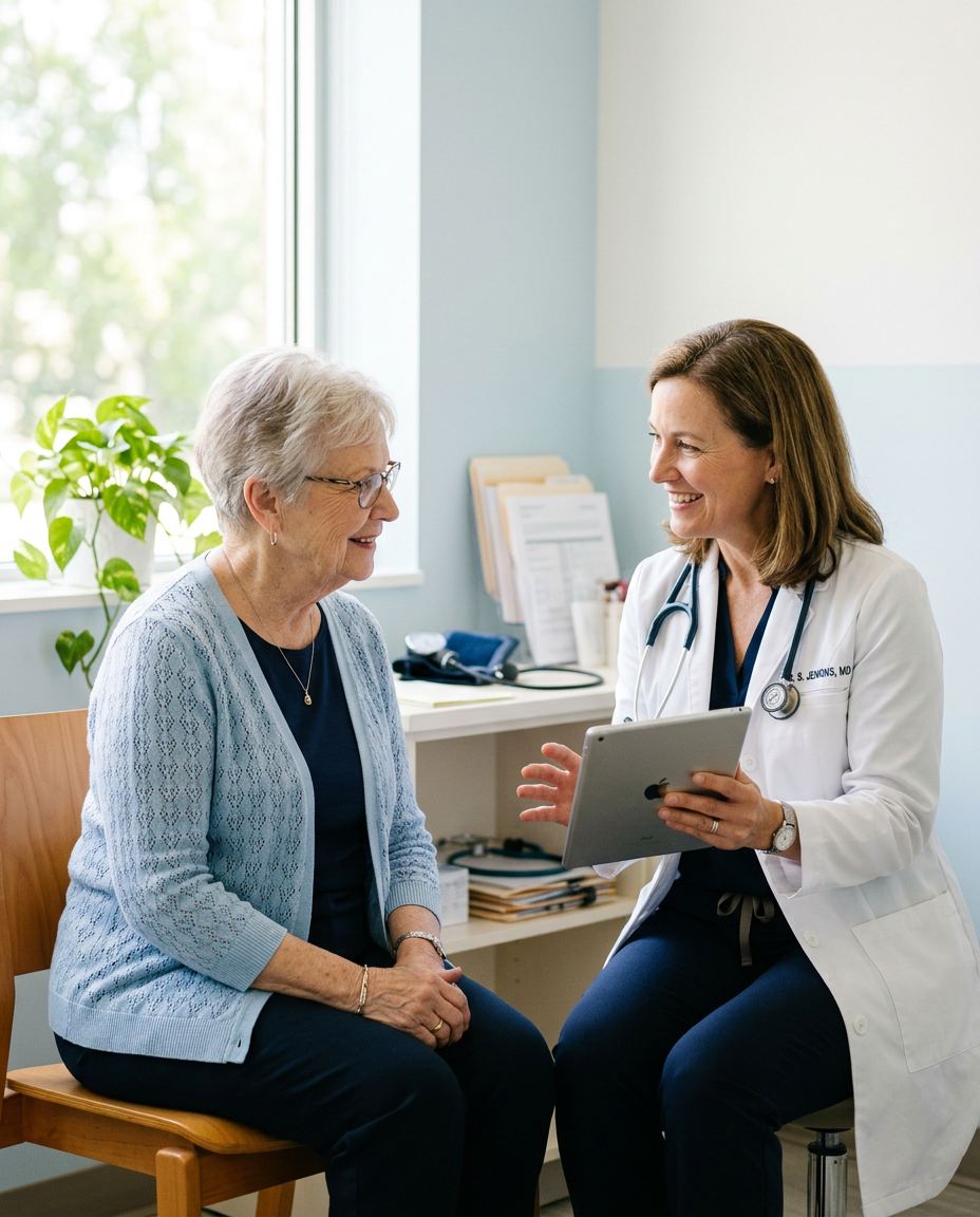 A family doctor talking with a patient